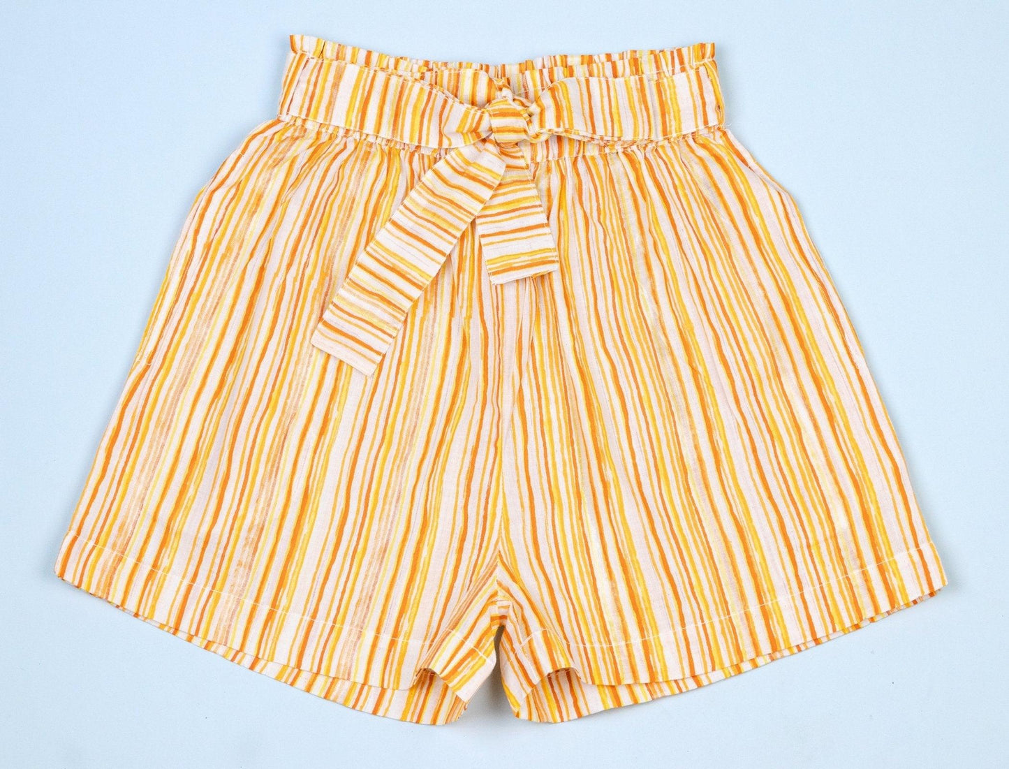 Striped Summer Shorts For Girls Kids (Peach) - Tweeny Mini
