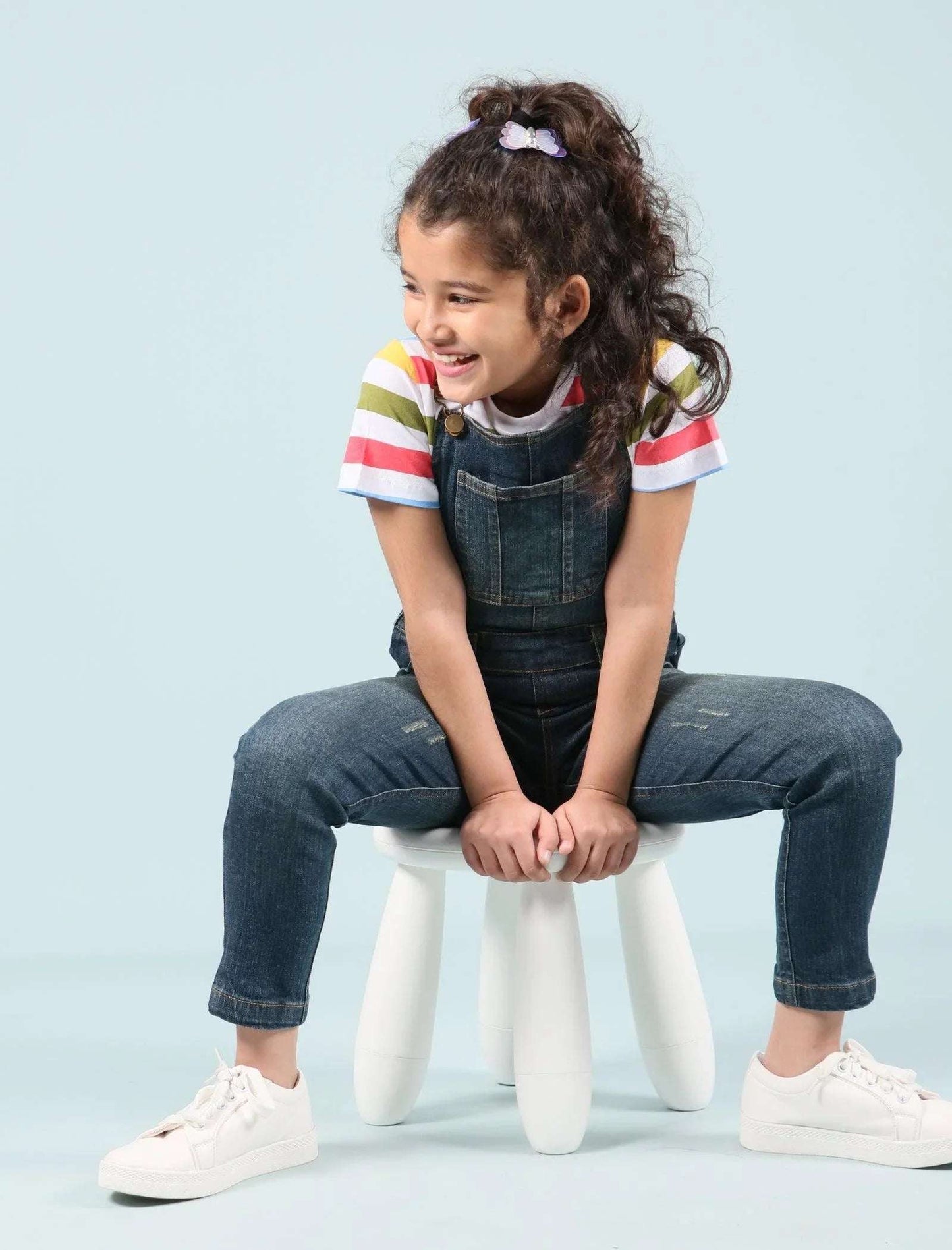 Premium Denim Dungarees for Girls Kids (Dark Blue) - Tweeny Mini