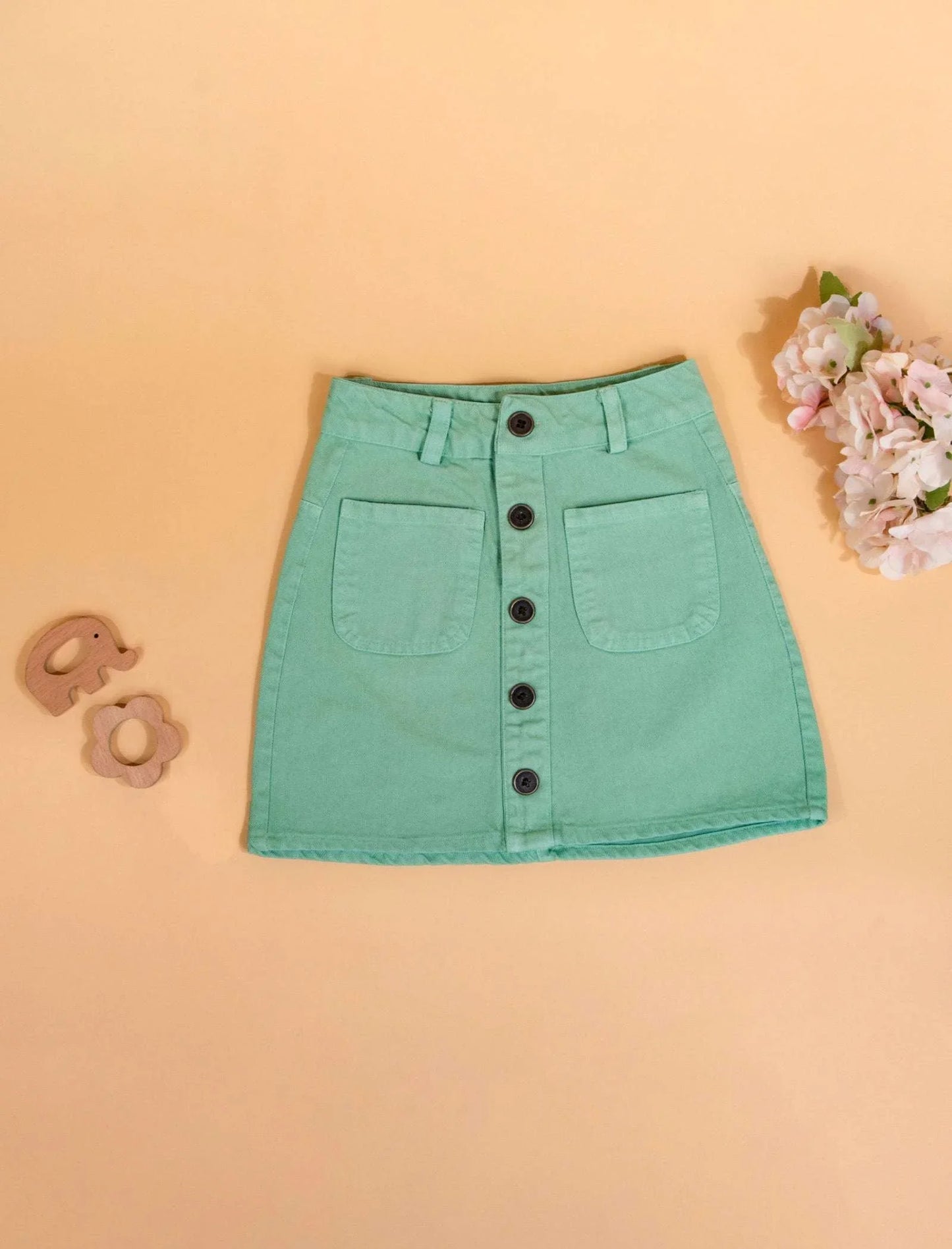 Candy Pop Denim Skirt For Girls Kids (Mint Green) - Tweeny Mini