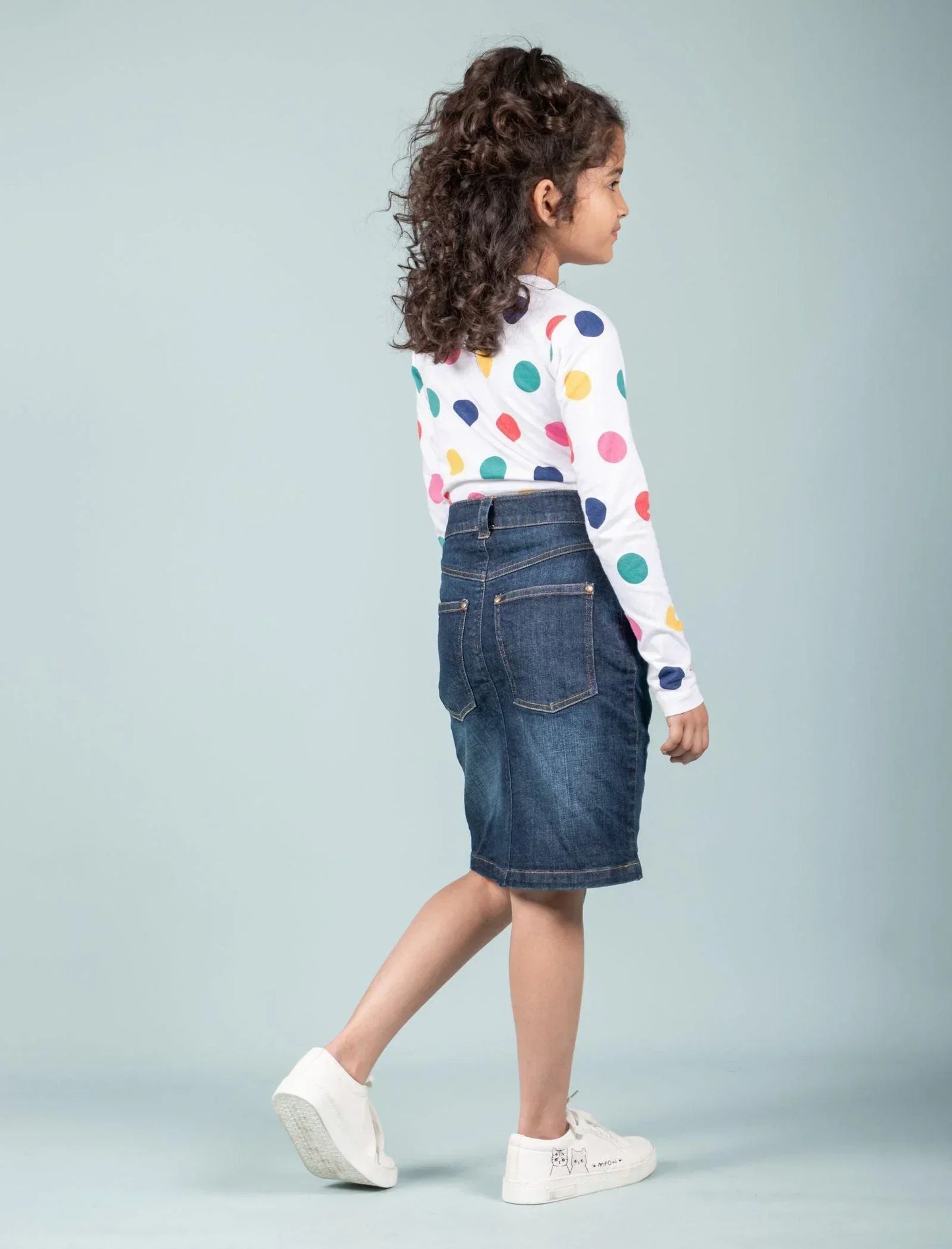 Girls Kids Stylish Denim Skirt and Top Set Combo (Dark Blue) - Tweeny Mini