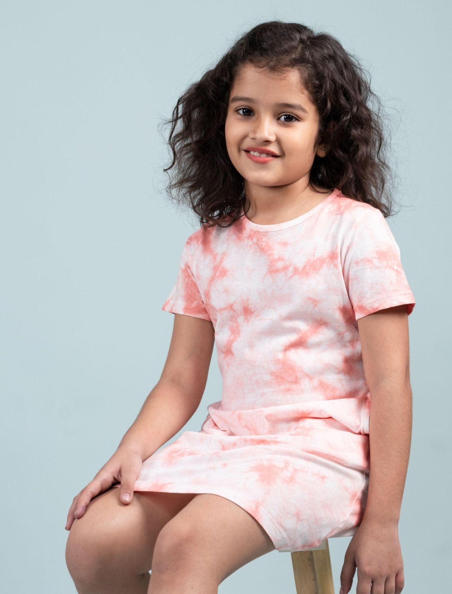 Pure Cotton Tie-Dye Summer Dress for Girls Kids (Rose Pink) - Tweeny Mini