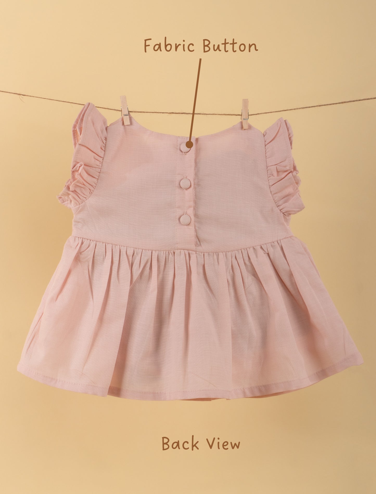 Pure Cotton Baby Dress with Headband and Bloomer for Infant Girls (Beige) - Tweeny Mini