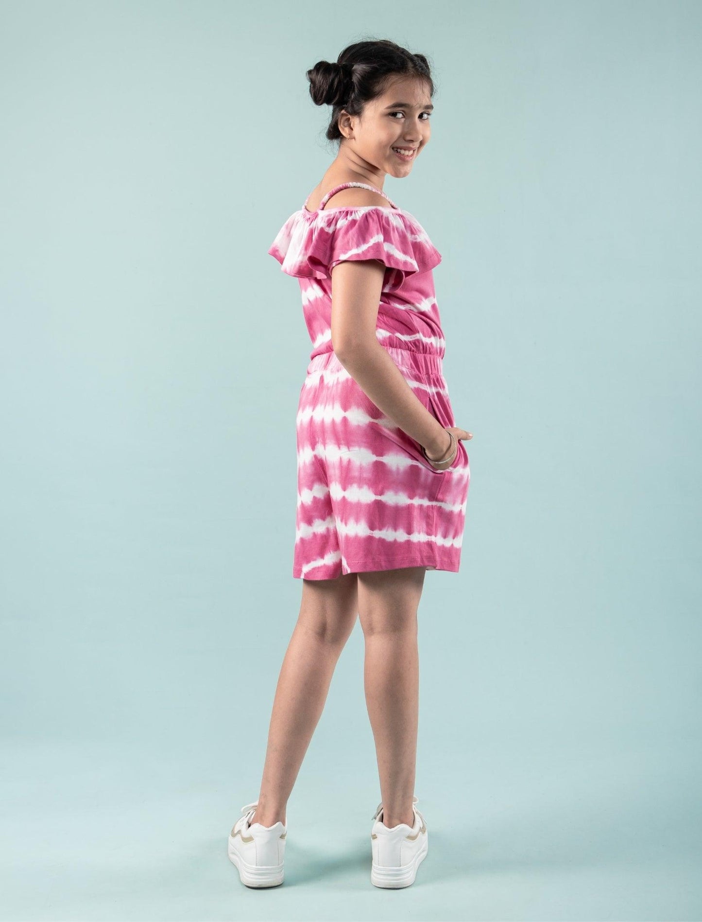 Summer Tie Dye Girls Kids Romper Dress (Pink) - Tweeny Mini