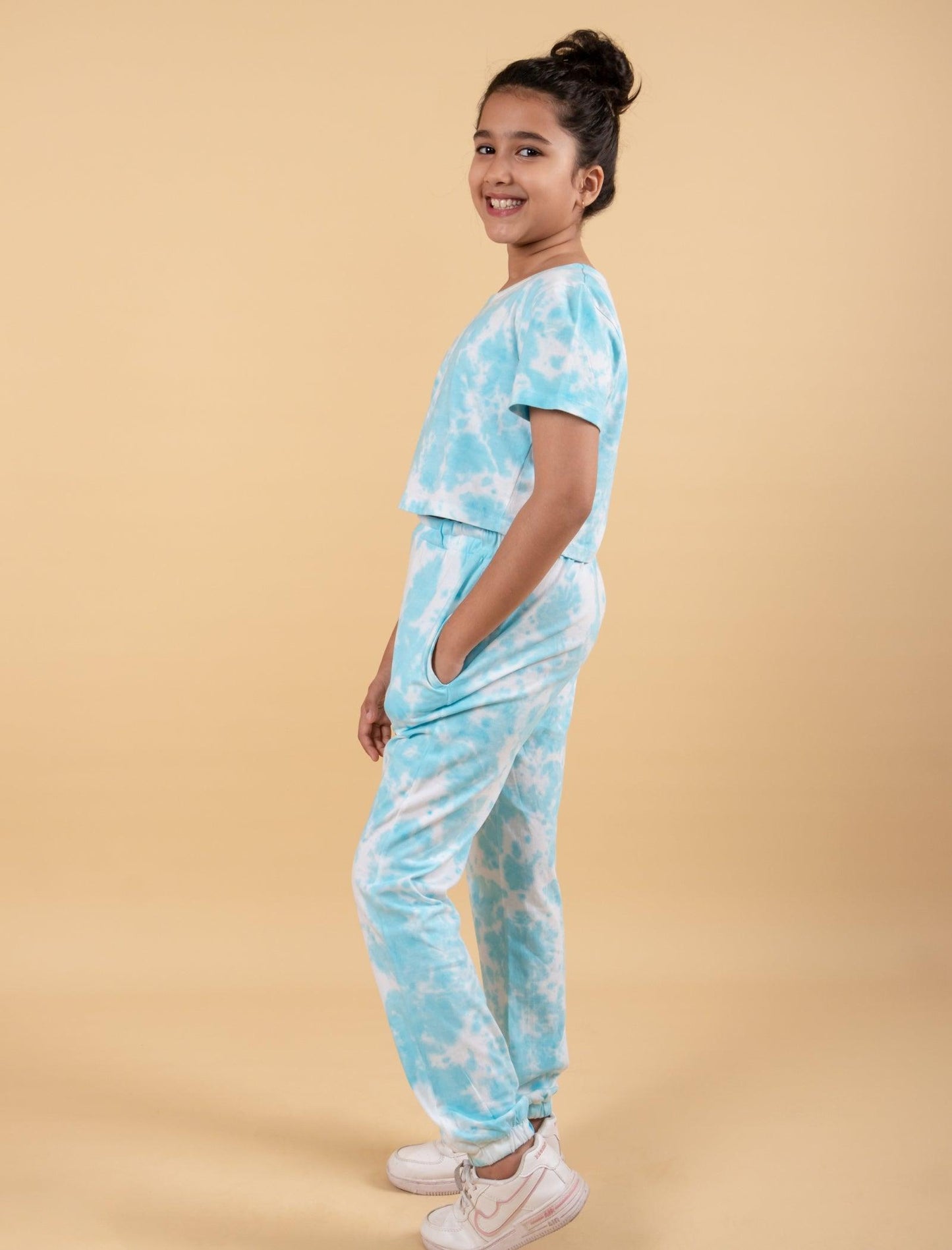 Trendy Summer Tie-Dye Joggers Set for Girls Kids (Tropical Blue) - Tweeny Mini