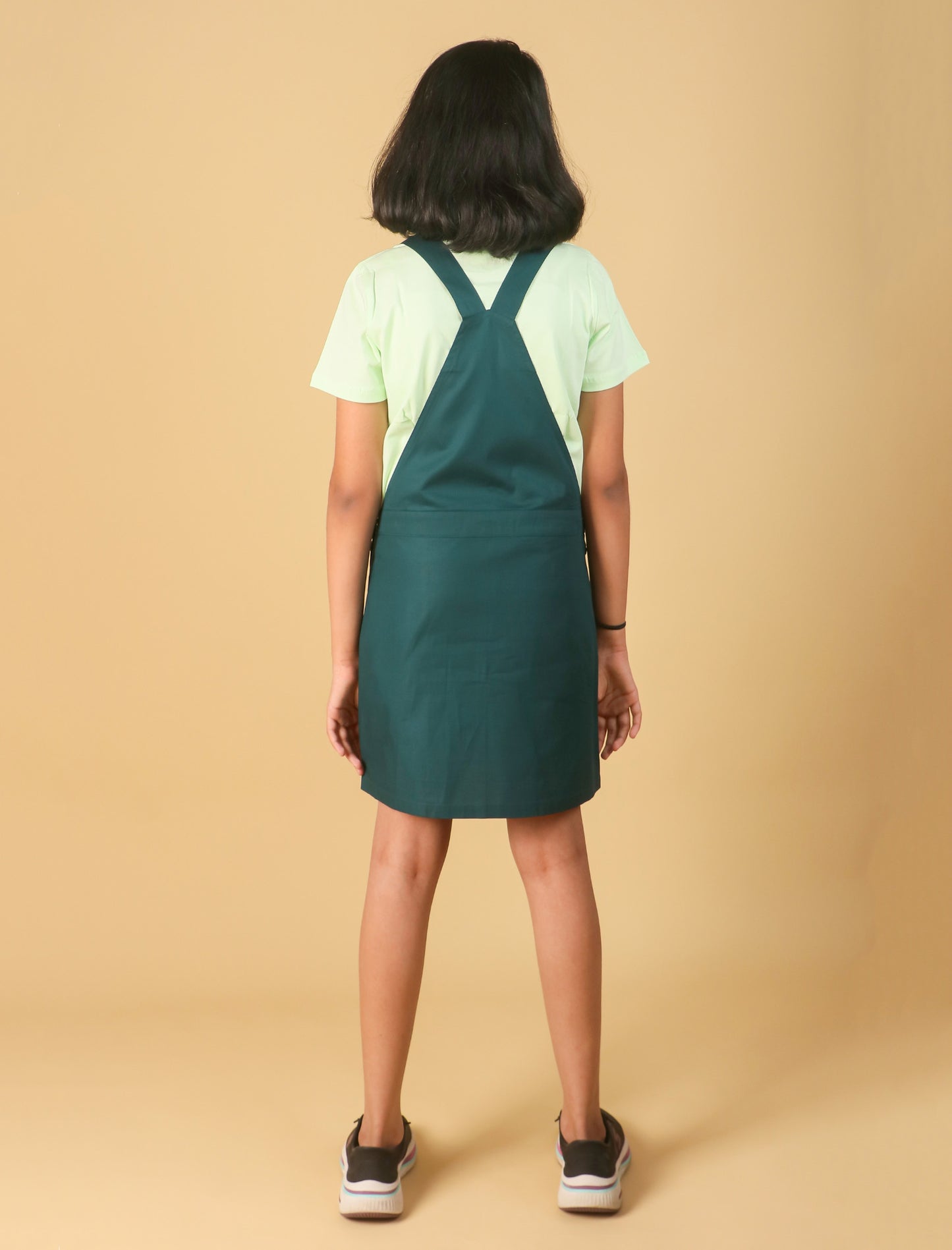 Premium Twill Cotton Girls Kids Pinafore Dress (Teal Green) - Tweeny Mini