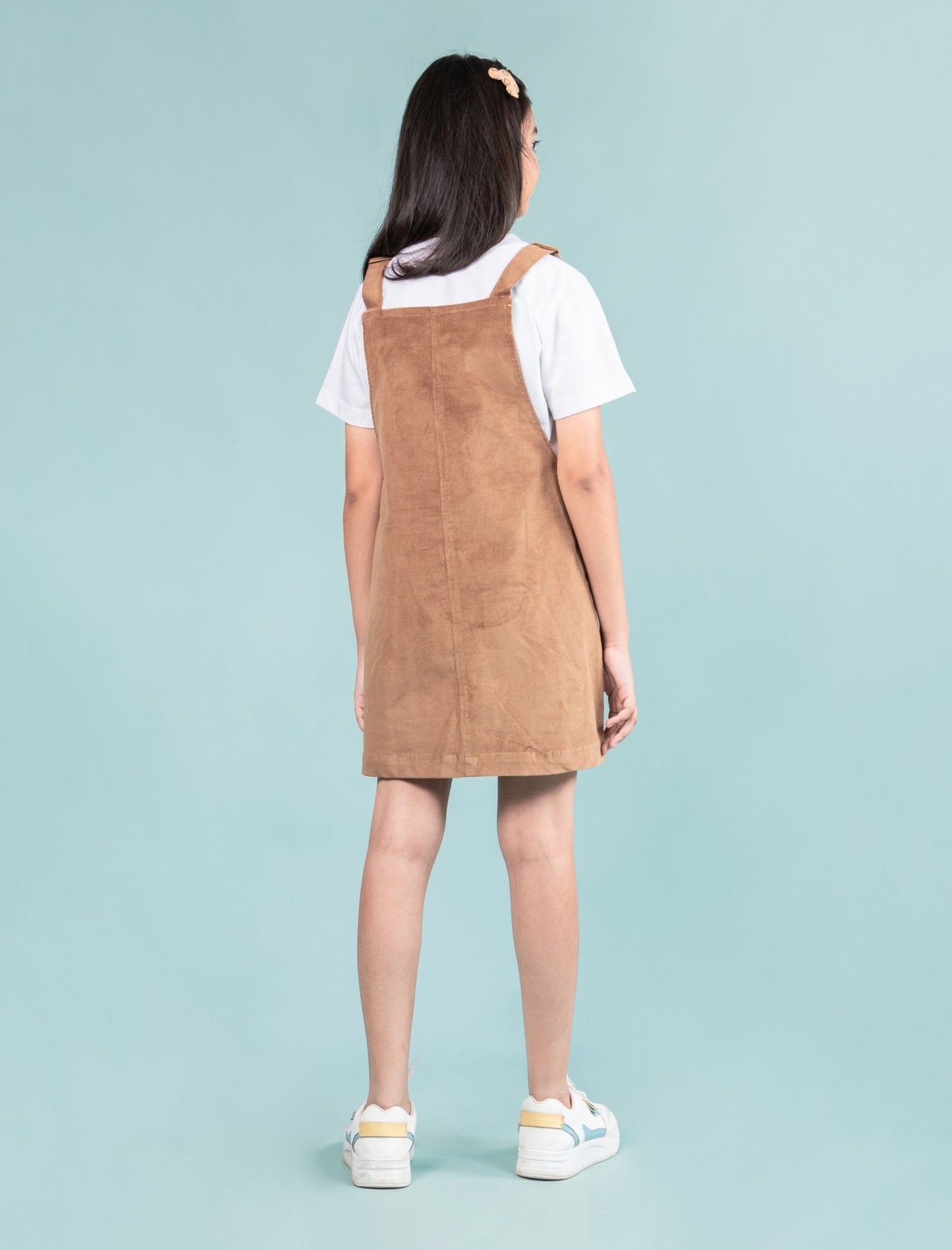 Girls Kids Classic Corduroy Pinafore Dress (Beige) - Tweeny Mini