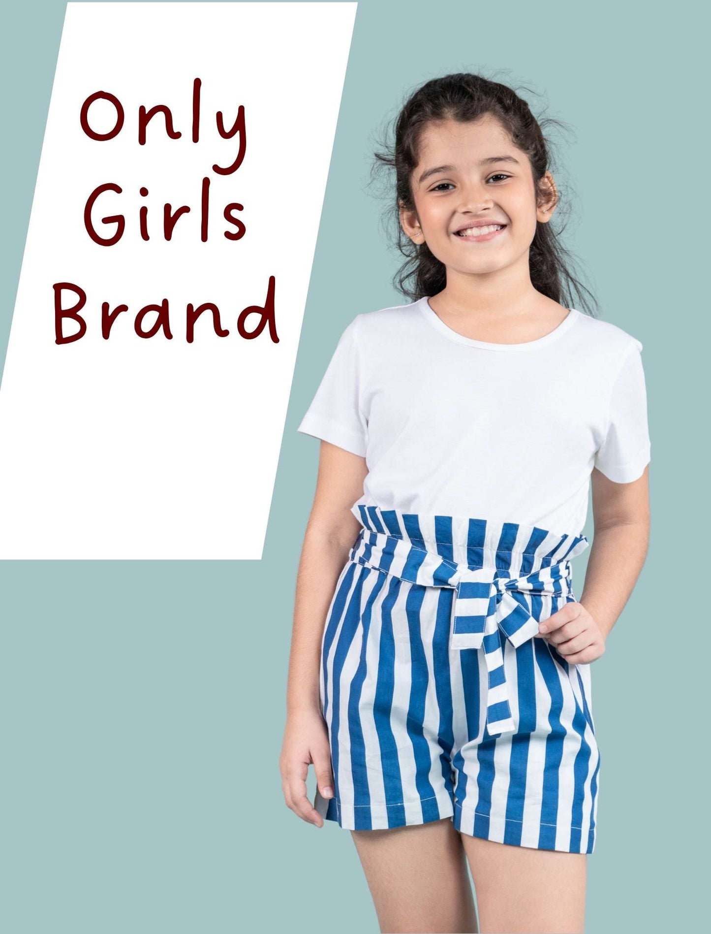 Pure Cotton Summer Shorts For Kids Girls (Blue) - Tweeny Mini