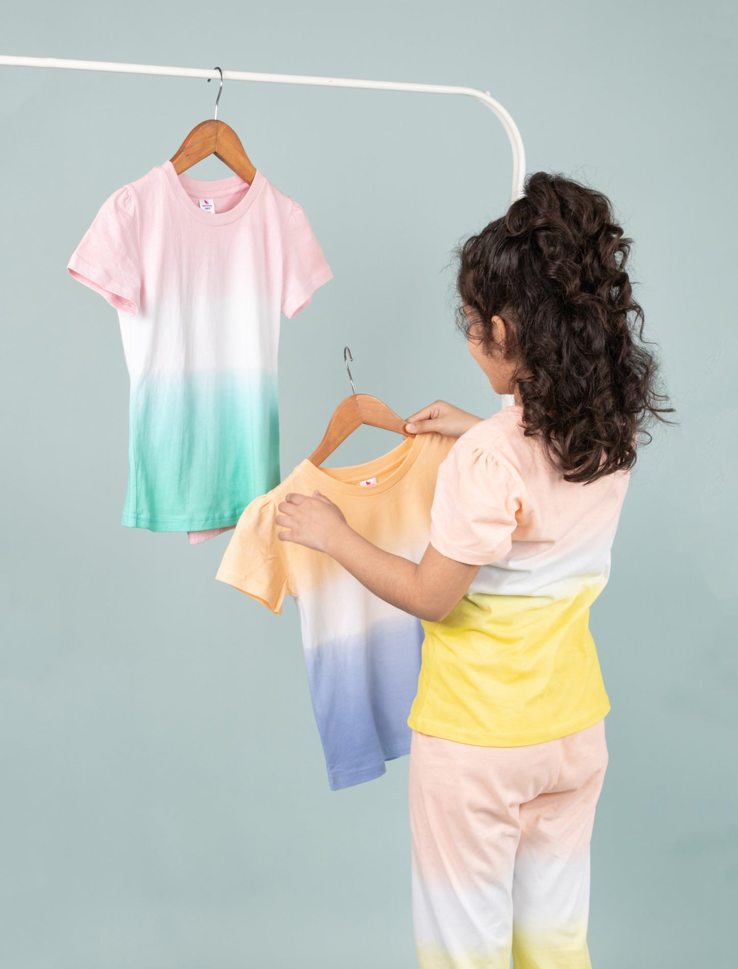 Ombre Tie-Dye Girls Nightsuit for Kids Girls with Pyjama Set (Yellow Peach) - Tweeny Mini