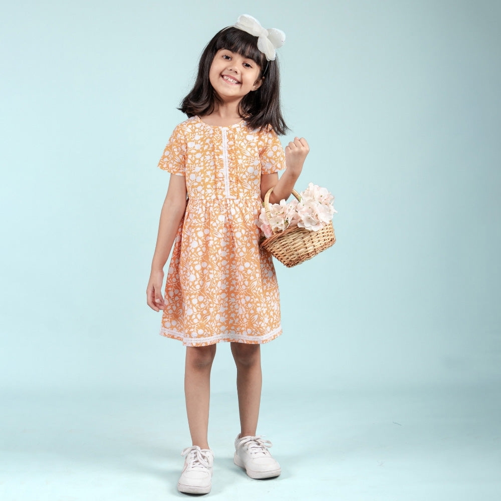 Pure Cotton Hand Block Printed Frock Dress for Girls 10 Years Collection