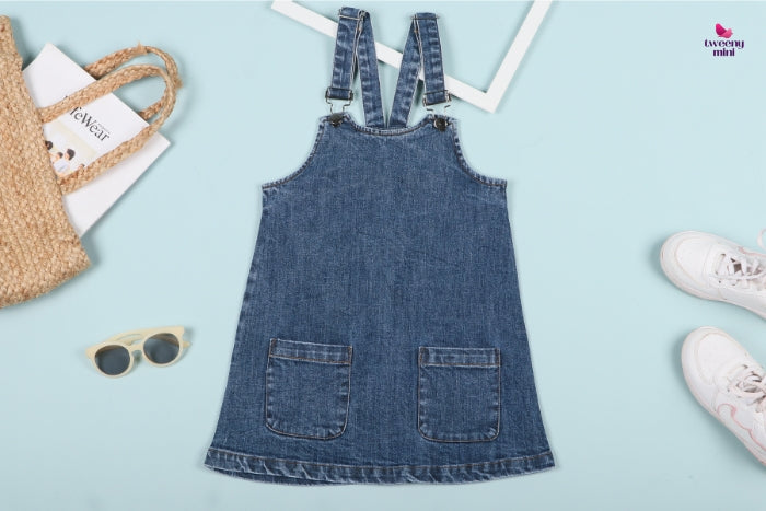 Classic Denim Pinafore Dress for Girls 5 Years Kids Trendy Collection
