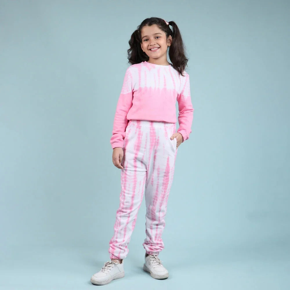 Tie Dye Winter Jogger Set for Girls 7 Years Kids Comfortable Co-ord Sets