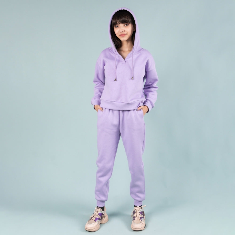 Winter Fleece Hoodie and Jogger Set for Girls 11 Years – Stylish Matching Outfit Collection