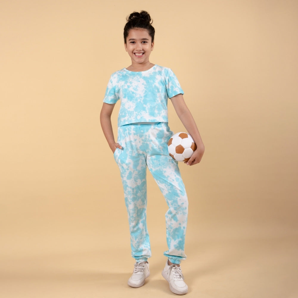 Pure Cotton Tie-Dye Joggers Set for Girls 13 Years Trendy Crop Top Collection