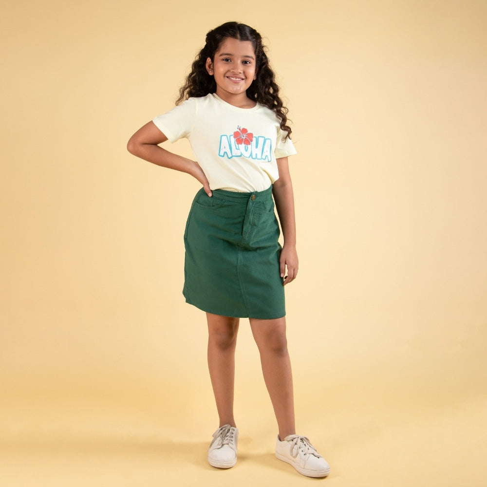 Classic A Line Corduroy Skirt for Girls 10 Years with Comfortable T-shirt Set