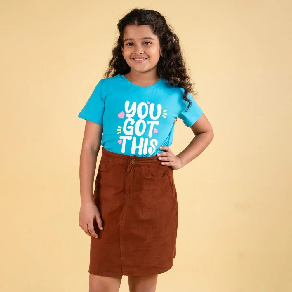 Trendy A Line Corduroy Skirt for Girls 11 Years with Top Set All Season