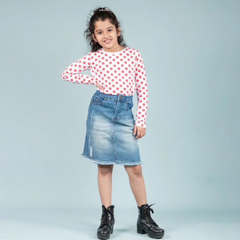 Hand Printed Full Sleeve Top for Girls 8 Years Stylish Collection