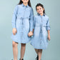 Belt Style Denim Shirtdress (BLUE)