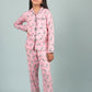 Girls Kids Zebra Print Sleepwear Full Sleeve (Pink)