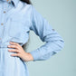 Belt Style Denim Shirtdress (BLUE)