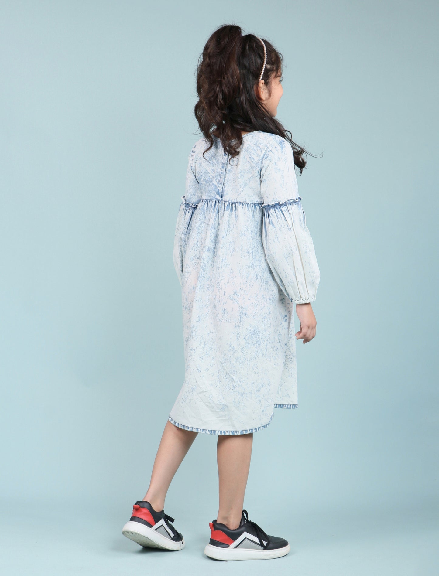 Acid Wash Super Soft Denim Dress (BLUE)