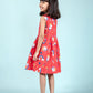 Girl Kids Pure Cotton Rainbow Print Dress (Red)