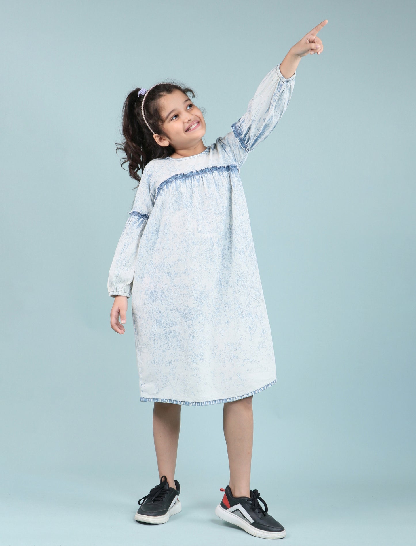 Acid Wash Super Soft Denim Dress (BLUE)