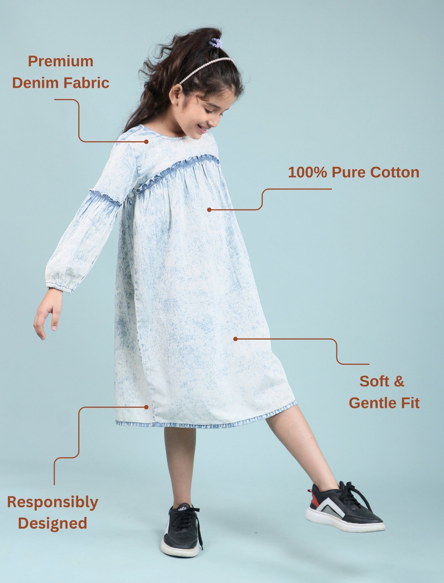 Acid Wash Super Soft Denim Dress (BLUE)