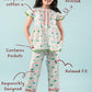 Girls Kids Bird Printed Nightsuit Pure Cotton with Eye Mask