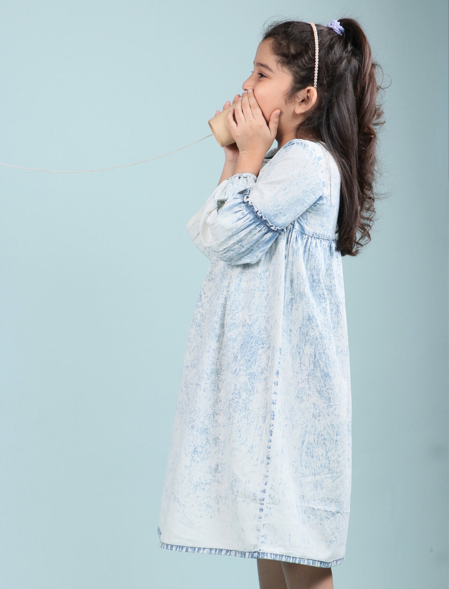 Acid Wash Super Soft Denim Dress (BLUE)