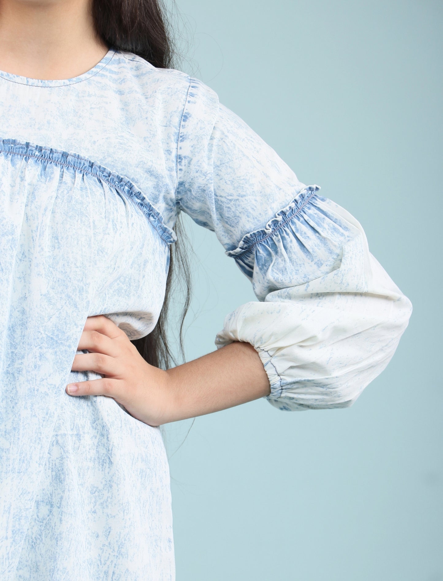 Acid Wash Super Soft Denim Dress (BLUE)