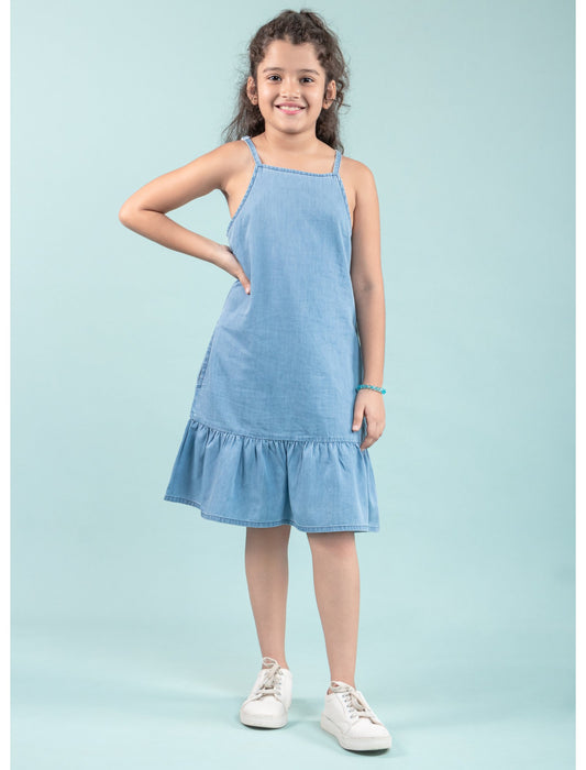 Strappy Denim Dress (Light Blue)