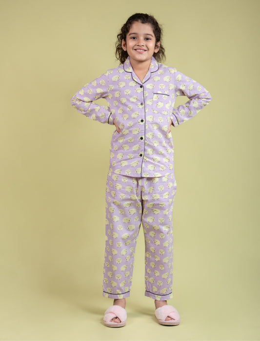 Little Sheep Printed Nightsuit (Lavender)