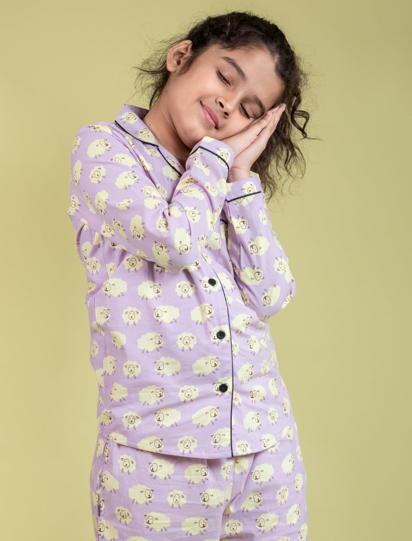 Little Sheep Printed Nightsuit (Lavender)