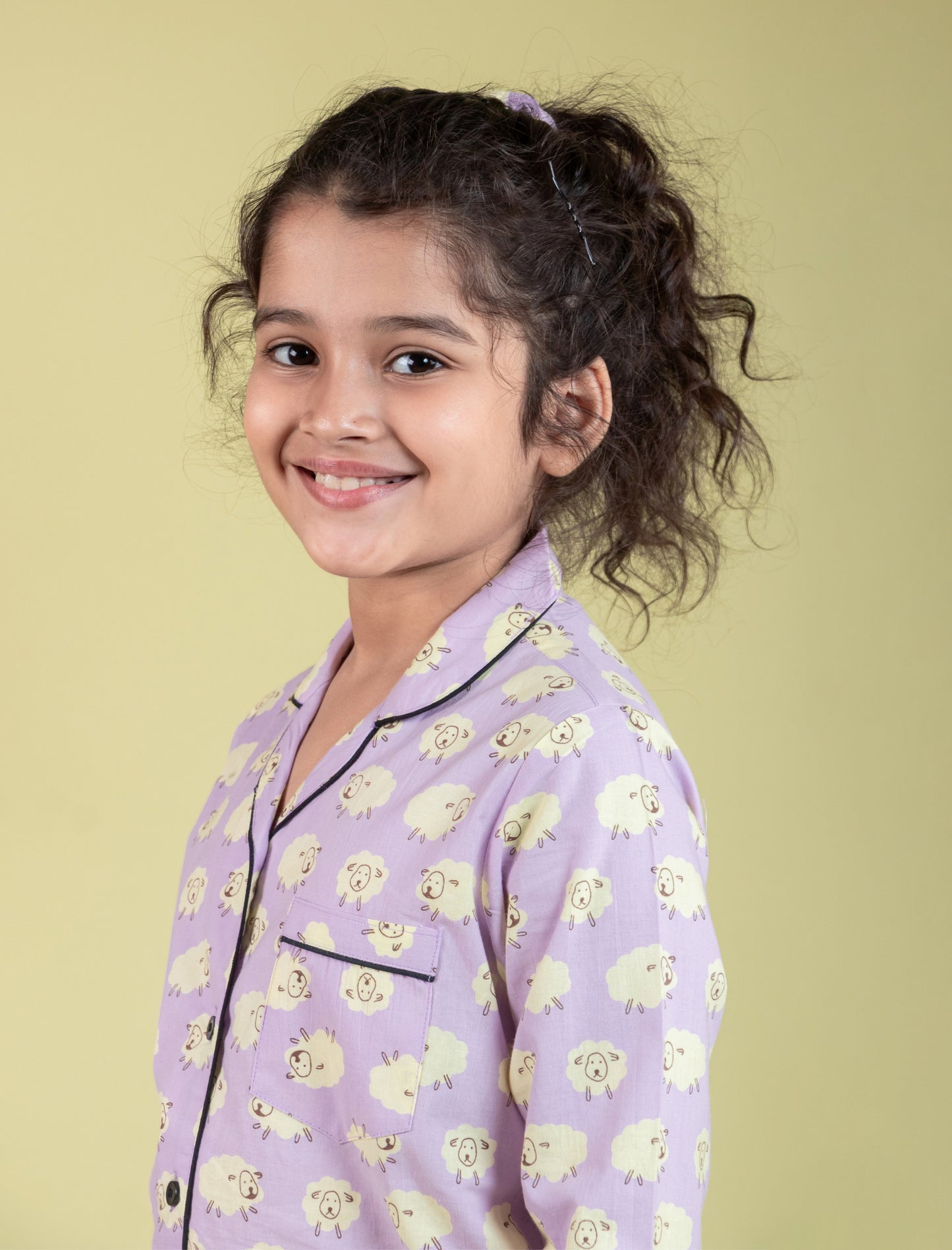 Little Sheep Printed Nightsuit (Lavender)