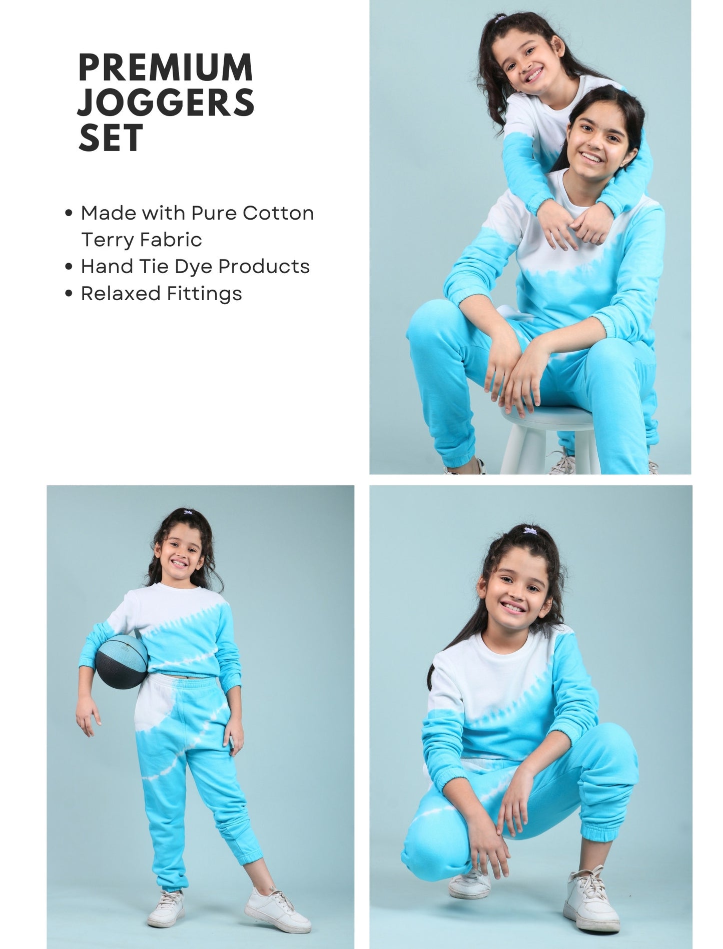 Girls Kids Co-ord Set Tie-Dye Jogger Pant with Sweatshirt For Winter Wear