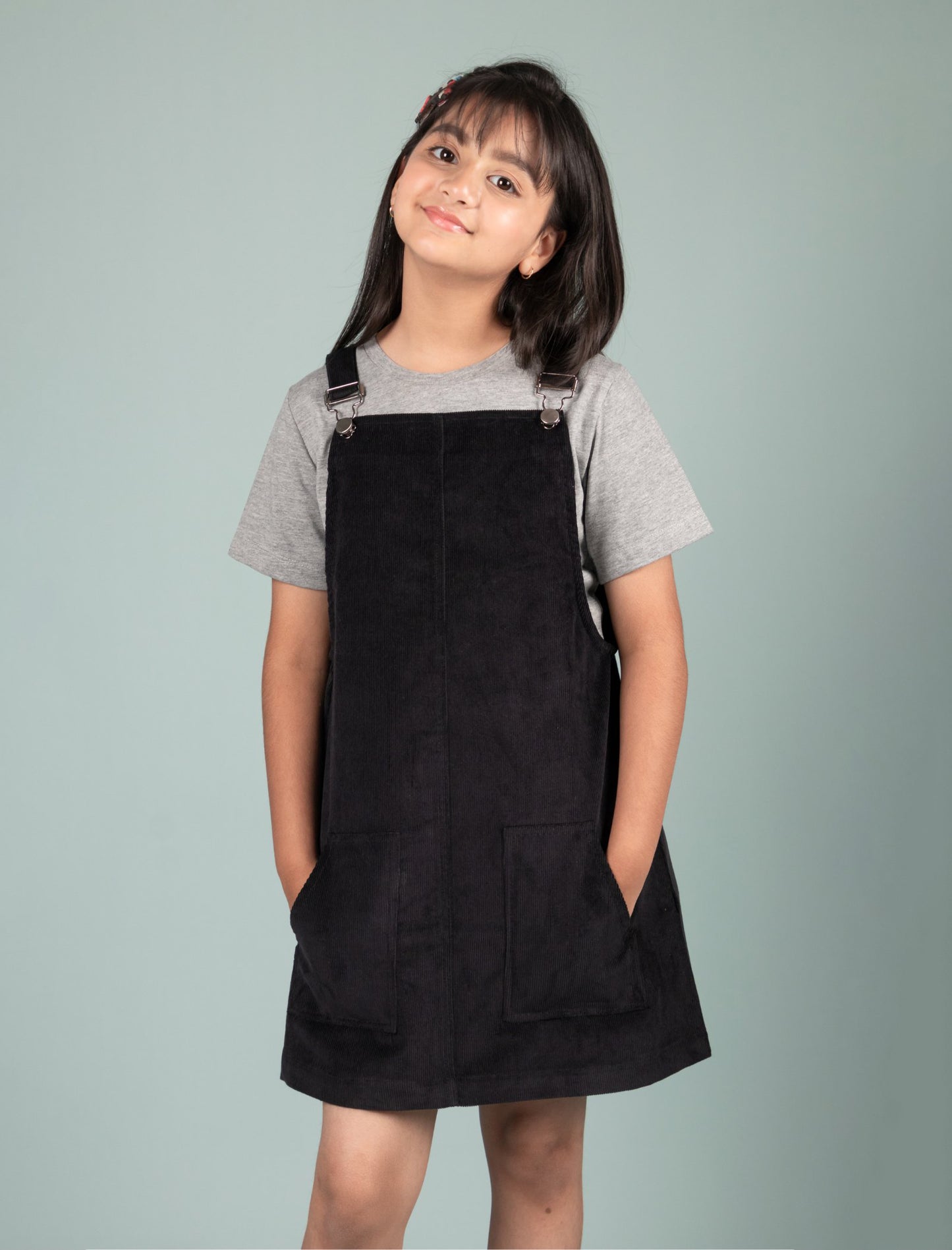 Classic Corduroy Pinafore Dress (Black)