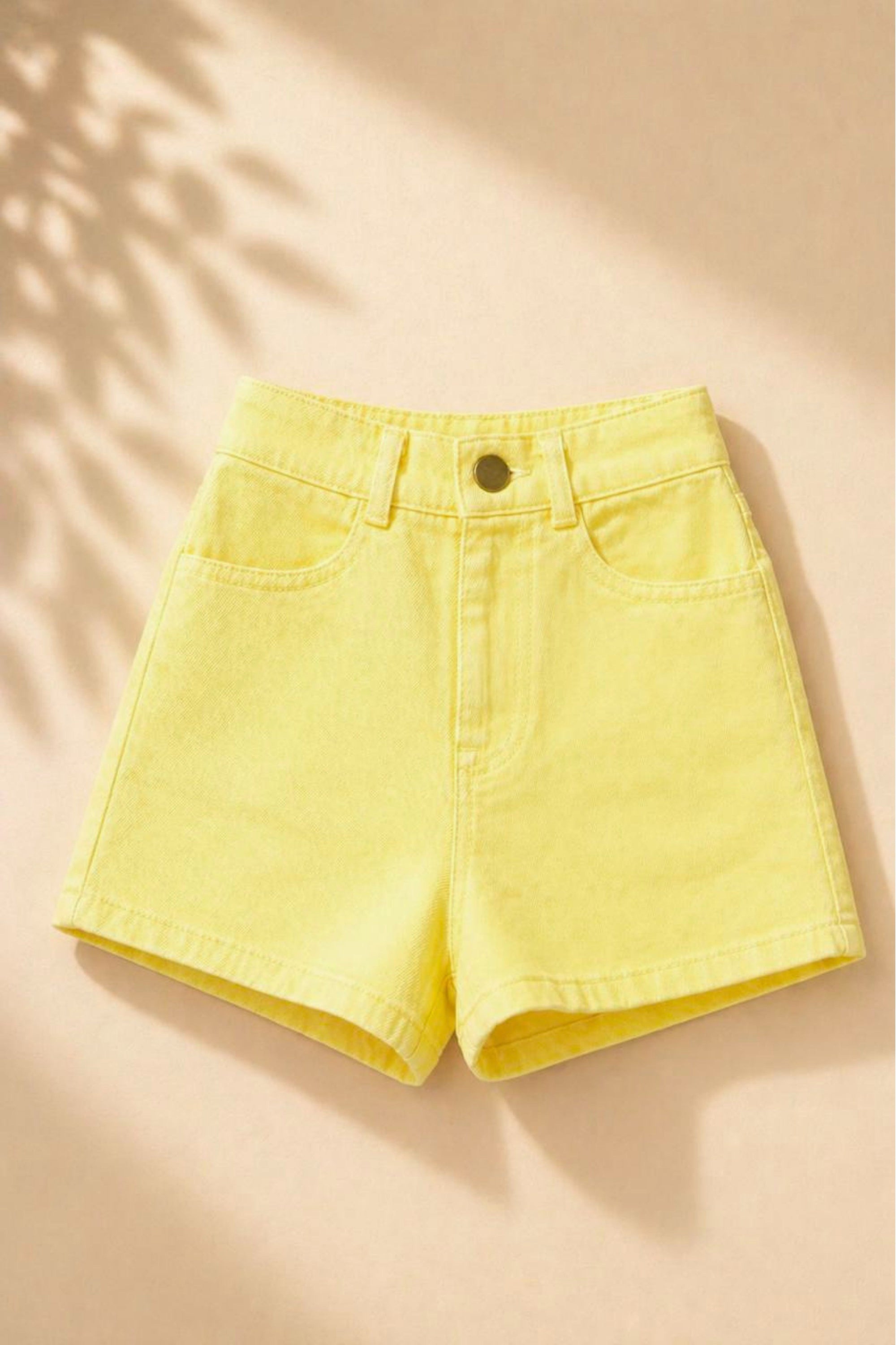 Sunshine Yellow cotton active shorts for girls aged 3–12, relaxed fit, Tweeny Mini