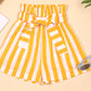 Girls Kids Pure Cotton Summer Striped Shorts (Yellow)
