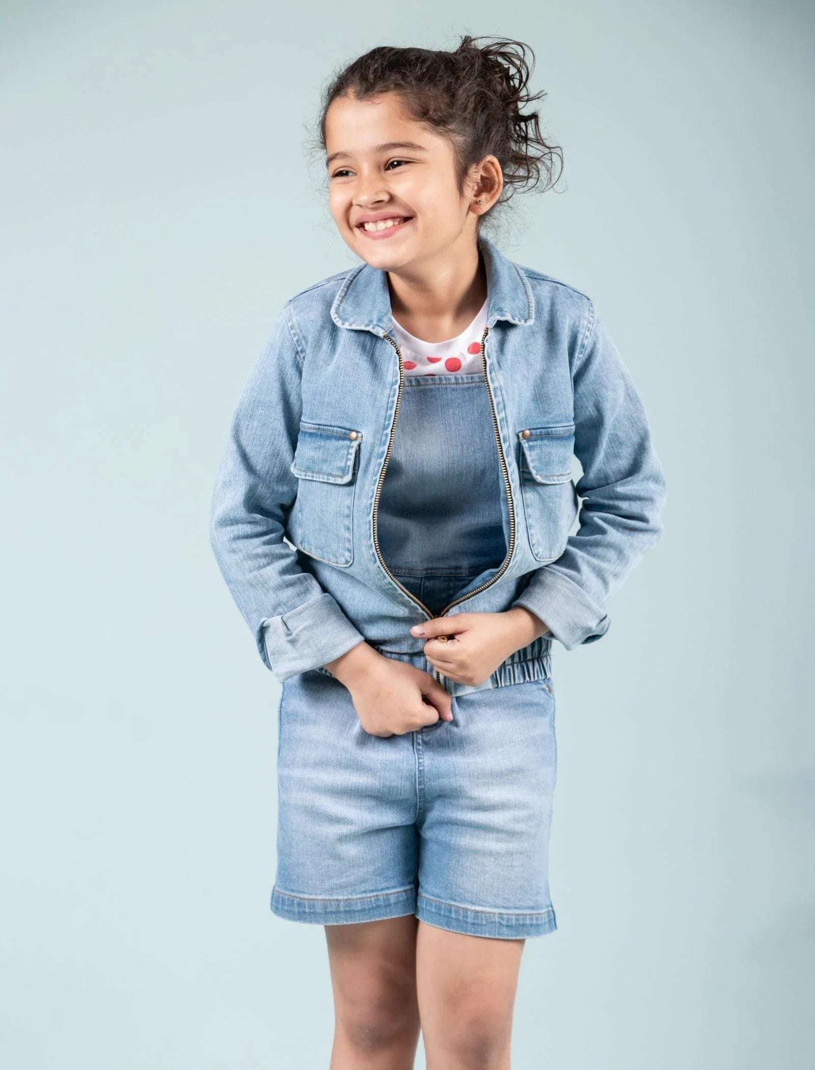 Premium Denim Jacket for Girls Kids (Blue) - Tweeny Mini