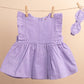 New Born Baby Girls Pure Cotton Frill Summer Frock Dress with Headband (Lilac)