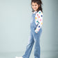 Girls Kids Summer Premium Denim Dungaree with T'shirt Combo Set (Light Blue)
