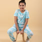 Girls Kids Tie-Dye Co-ord Joggers Set with Crop Top For Summer Wear (Tropical Blue)