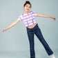 Girls Kids Tie-Dye Cotton Summer Crop Top T-Shirt (Lavender)