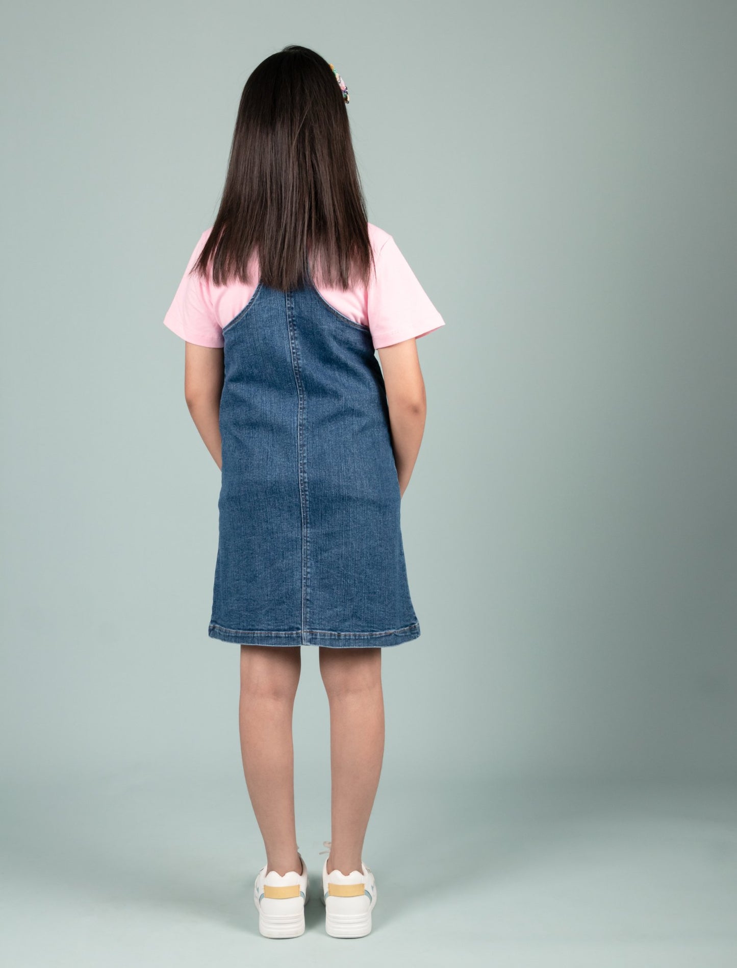 Classic Denim Pinafore Dress (Blue)