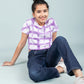 Girls Kids Tie-Dye Cotton Summer Crop Top T-Shirt (Lavender)