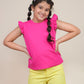 Elasticated waistband on girls' cotton active shorts, comfortable fit for active play