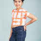 Girls Kids Tie-Dye Cotton Summer Crop Top T-Shirt (Red)