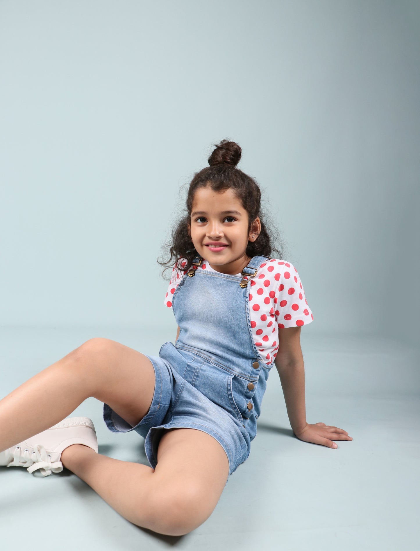 Girls Kids Summer Premium Denim Short Dungaree with T'shirt Combo set