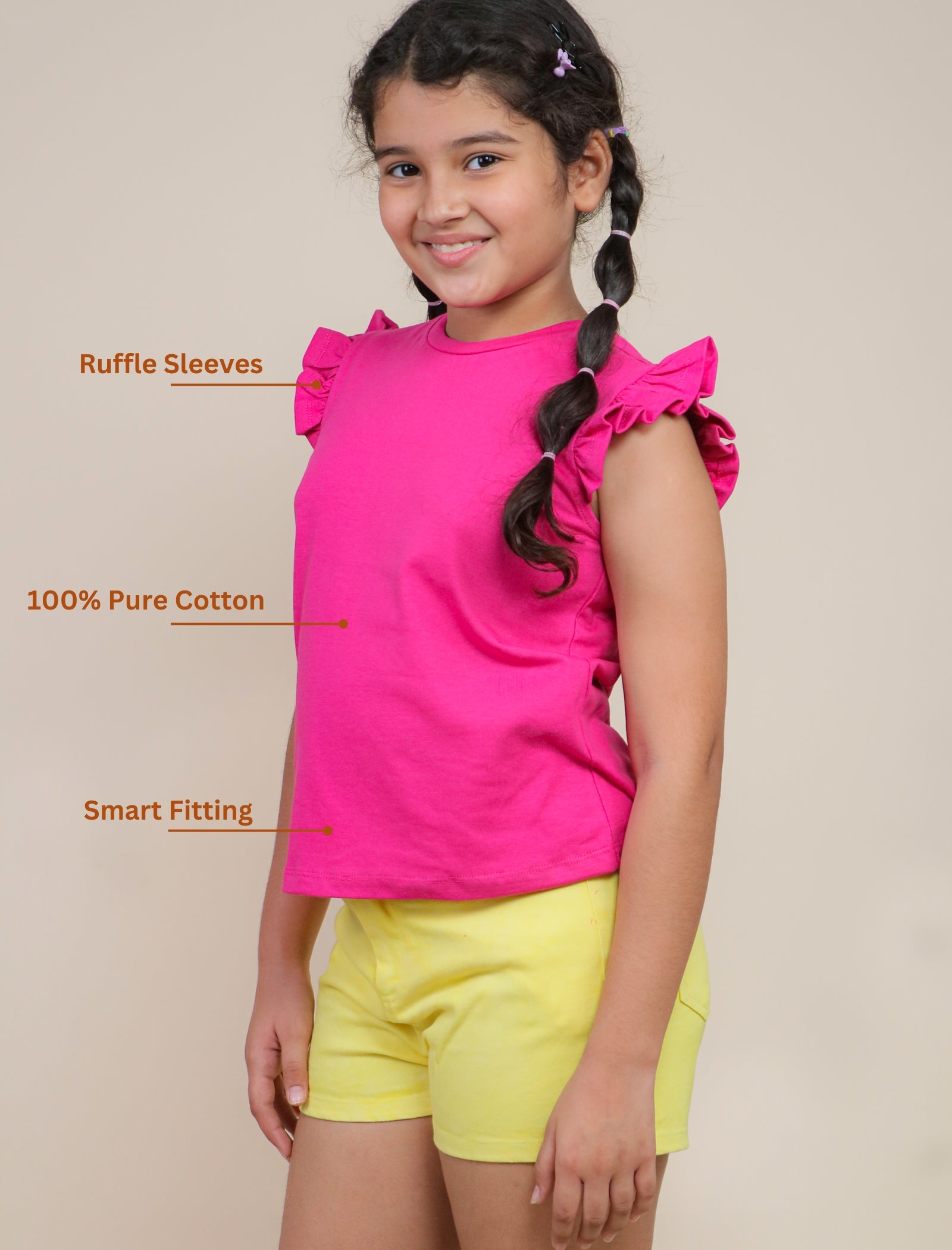 Flutter Sleeve Top - Hot Pink
