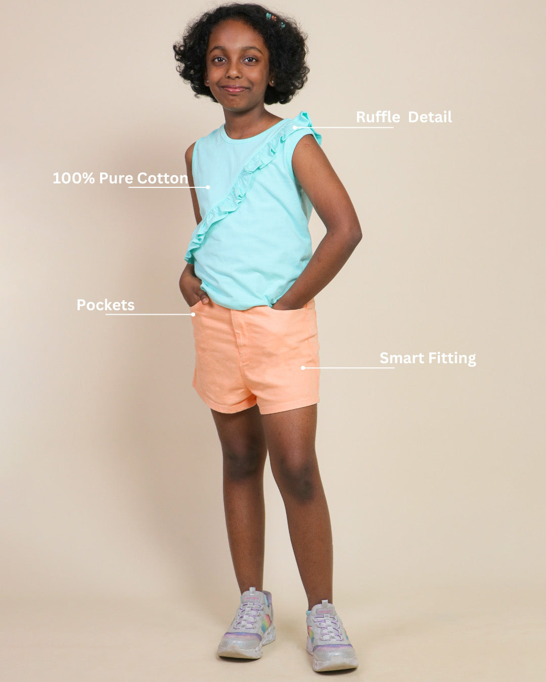Girls Clothing Set-Peach Aqua